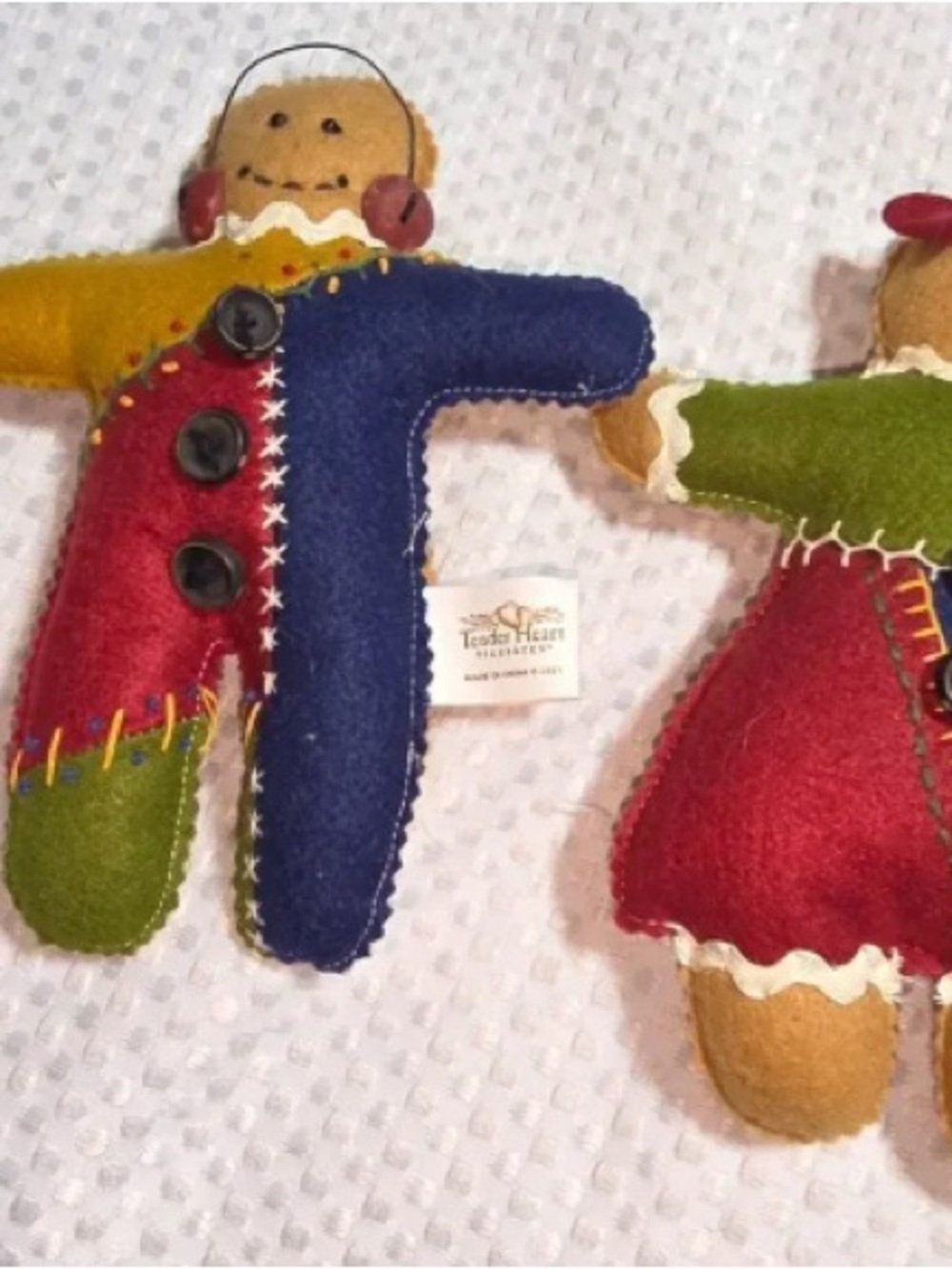 Tended Hearts Multicolor Felt Gingerbread Ornament - Blue, Red, Green